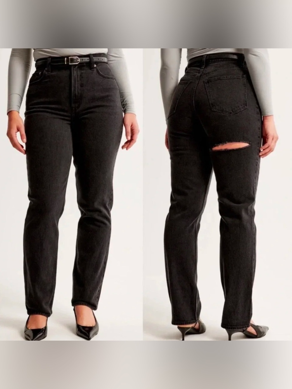 Abercrombie & Fitch Curve Love The ‘90s Relaxed High Rise rip jeans size 27/ 4R
